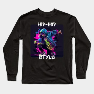 Woman In Graffiti Look Dancing Hip Hop In Disco Long Sleeve T-Shirt